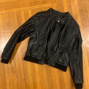 Ci Sono Faux Leather Bomber